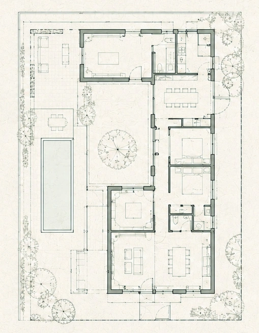 Planta de Casa Patio 01, según la referencia facilitada por el estudio