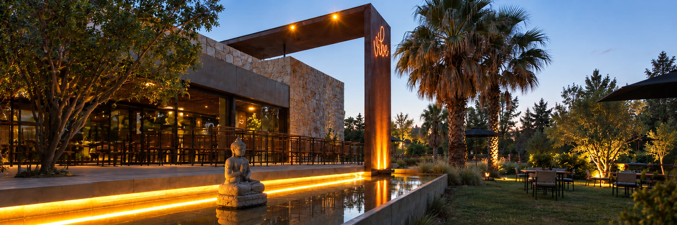 Vibe Restobar, obra terminada al anochecer